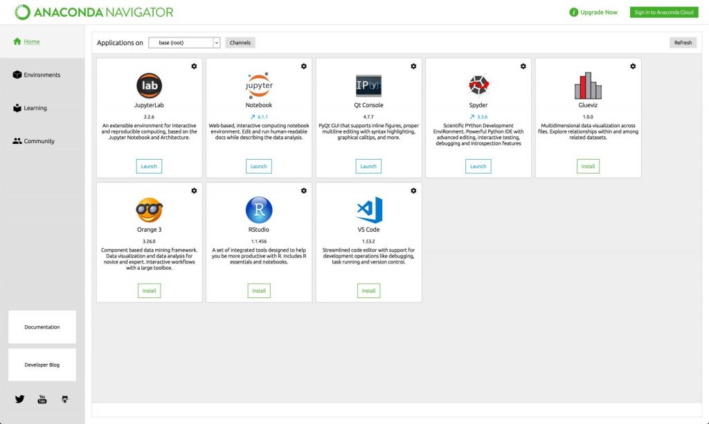 After installing Python using Anaconda you get a User Interface 