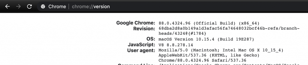 chrome://version shows you your chrome version