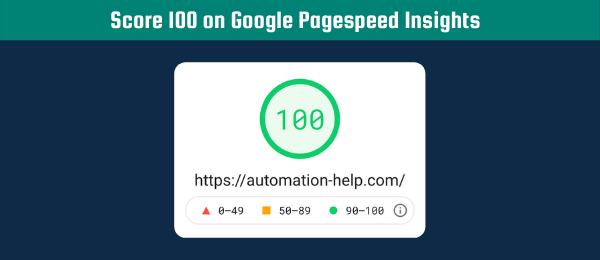 score 100 on Google Pagespeed Insights Tool