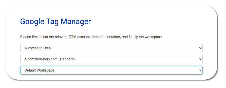 ga4 tag migrator - select google tag manager container screenshot