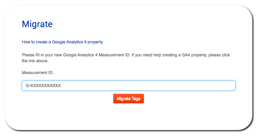 ga4 tag migrator - measurement ID screenshot