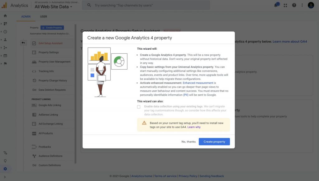 create ga4 property ga4 setup assistant